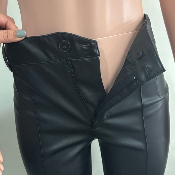 NWT ZARA Women’s Black High-Waisted Leather Pants - Picture 8 of 14